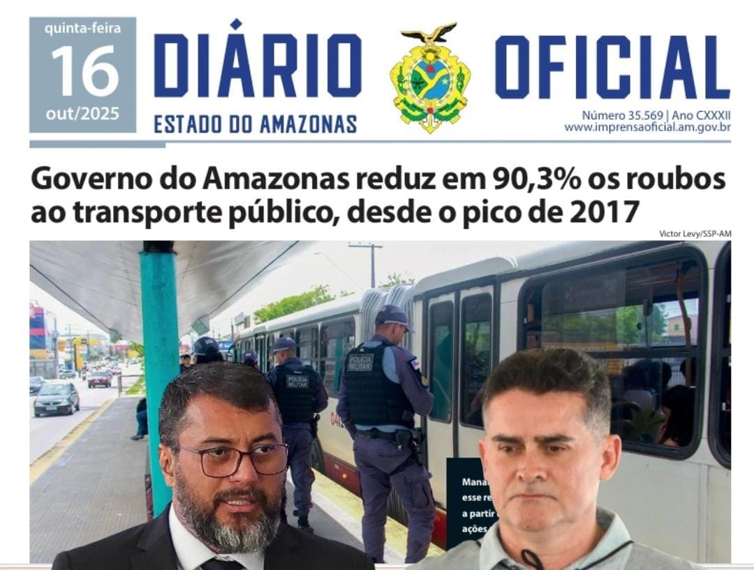 Capa do diário oficial traz crítica de Wilson Lima a David Almeida